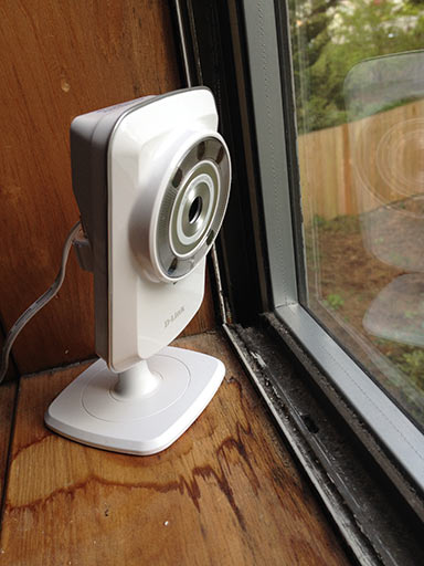 D-Link Wi-Fi Cloud Camera watching out a window